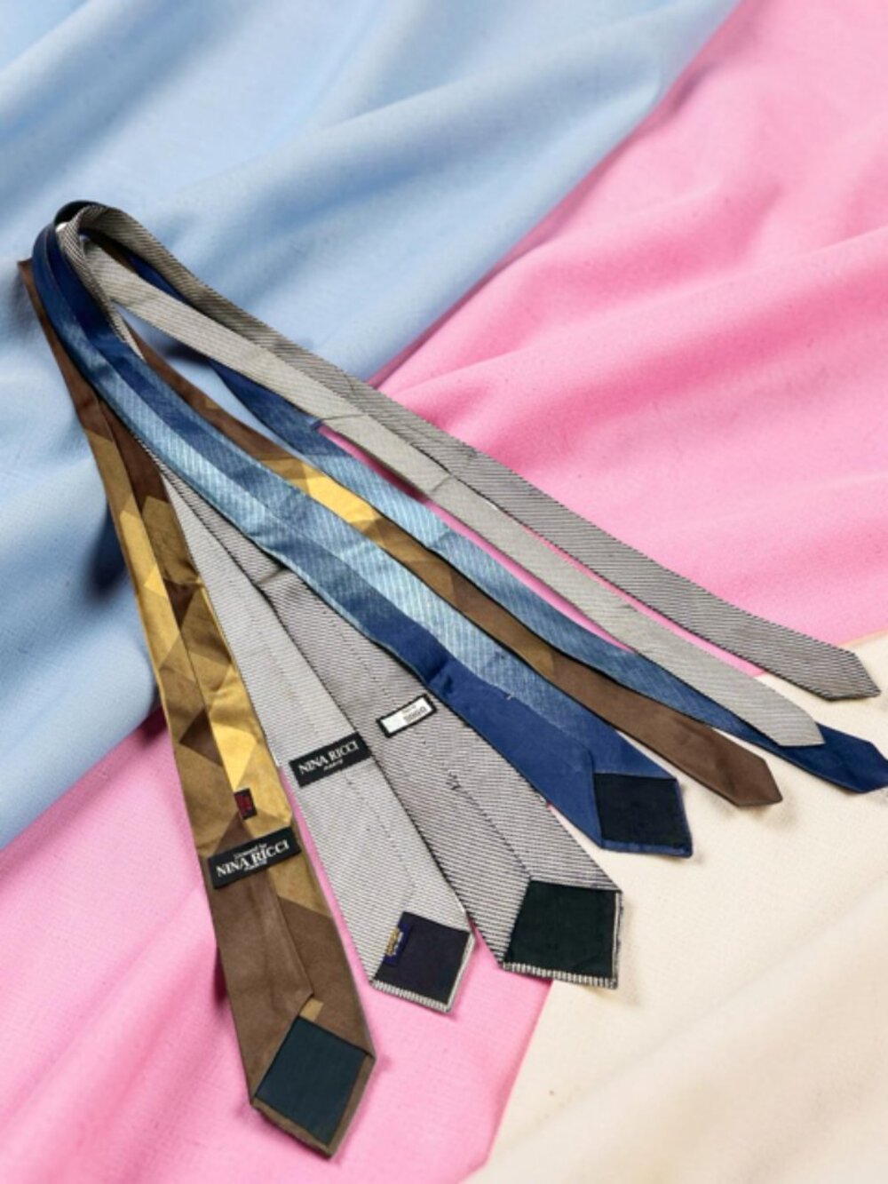 4 Classic  Necktie Silk: (3) Nina Ricci Paris + 1 SOGO Brown  Gay Blue  (17)